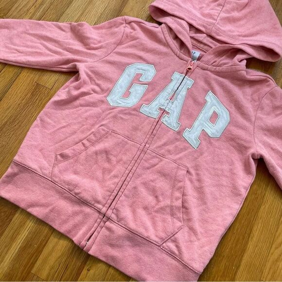 4/$25 Gap Logo Zip Up Hoodie Sweatshirt Girls Size Medium 8 Coral Pink - Picture 4 of 14